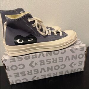 Converse Gray High-Top Sneakers with Black Heart Logo